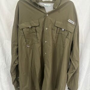 Columbia Men's Long Sleeve Shirt Size XXL 2XL Green Olive Jacket